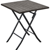 TAVOLO WOOD DOMUS  HDPE MARRONE/ACCIAIO CM 62X62 H.CM 74