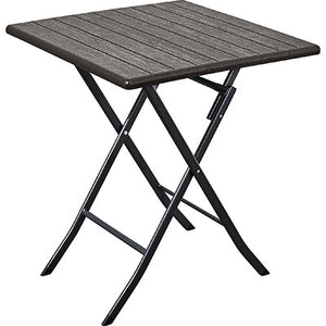 TAVOLO WOOD DOMUS  HDPE MARRONE/ACCIAIO CM 62X62 H.CM 74