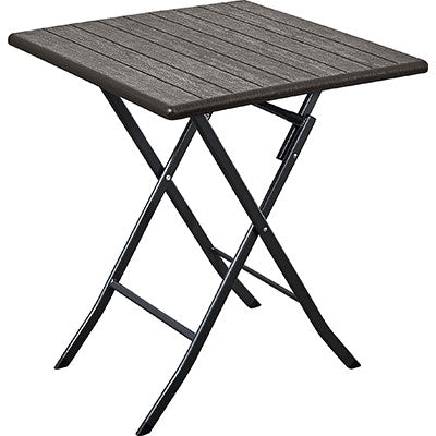 TAVOLO WOOD DOMUS  HDPE MARRONE/ACCIAIO CM 62X62 H.CM 74