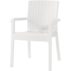 SEDIA RATTAN KRETA + BRACCIOLI DOMUS  PP BIANCO CM 58X75 H.CM 85