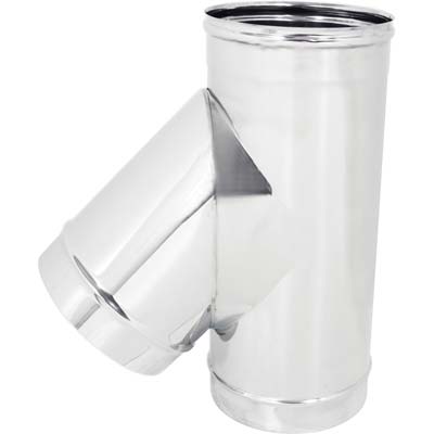 TUBO A TEE 135  ° MMF ACCIAIO INOX AISI 304  CM 25