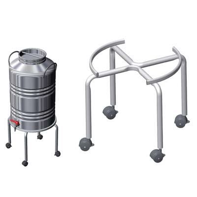 PIEDISTALLO + RUOTE X FUSTINO SERBATOIO  ACCIAIO VERN D.CM 38 H.CM 36