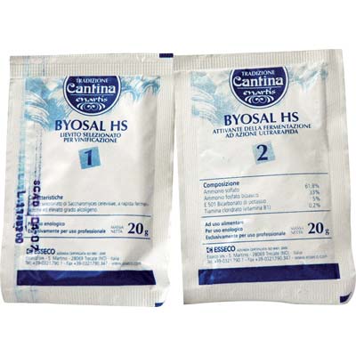 LIEVITO ENOLOGICO + ATTIVANTE BYOSAL HS ESSECO - GR 20+20- 10 pezzi