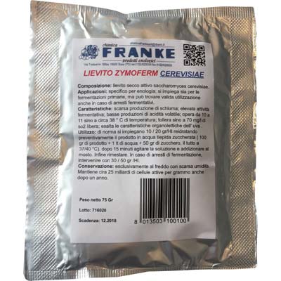 LIEVITO ENOLOGICO ZYMOFERM CEREVISIAE FRANKE - GR 75- 5 pezzi