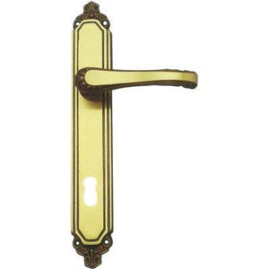 MANIGLIA EXPORT PLACCA FORO PATENT - OTTONE BRONZATA SFUMATA Q8 I.MM 90 CF=PZ 2- 1 confezioni