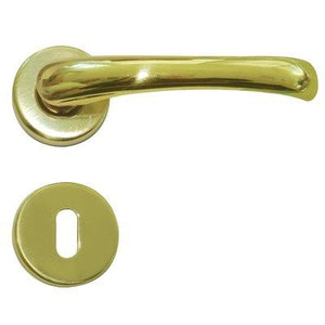 MANIGLIA RIO ROSETTA FORO PATENT - OTTONE LUCIDO Q8 CF=PZ 2- 2 confezioni