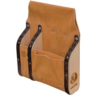 BORSA CARPENTIERE 3 TASCHE + DIVISORI LEGNO LUSSO  CROSTA BOVINA CM 20X30X6,5