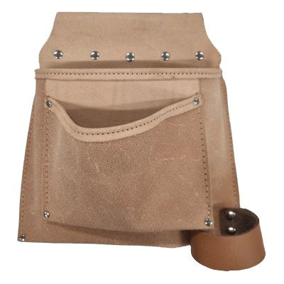 BORSA CARPENTIERE 2 TASCHE + PORTA MARTELLO  CROSTA BOVINA CM 29X27