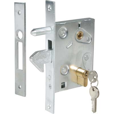 SERRATURA CANCELLO INFILARE A GANCIO 447 IBFM  B.Q ZINC F.MM 25 C.SAGOM M1+Q8 E.MM 60