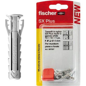 TASSELLO NYLON SX PLUS G K SELF FISCHER - GANCIO QUADRO OTTONATO SX 4X20 GK CF=PZ 10- 10 confezioni