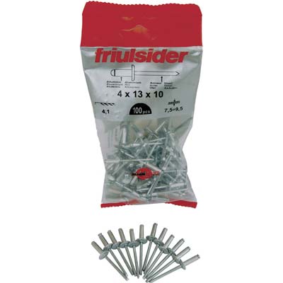 RIVETTO A STRAPPO ALLUMINIO TESTA LARGA FRIULSIDER - MM 4,8X12 TESTA MM 14 CF=PZ 50- 10 confezioni