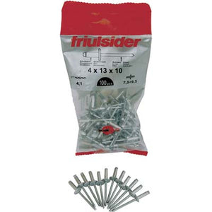 RIVETTO A STRAPPO ALLUMINIO TESTA LARGA FRIULSIDER - MM 4,8X14 TESTA MM 14 CF=PZ 50- 10 confezioni