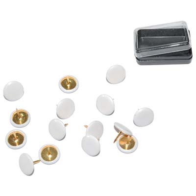 PUNTINA DISEGNO PRONTY - OTTONATA TESTA PLASTICA BIANCO CF=PZ 40- 12 confezioni