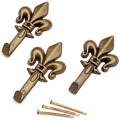 GANCIO QUADRO GIGLIO PRONTY - FERRO BRONZO MM 47 CF=PZ 3- 12 confezioni