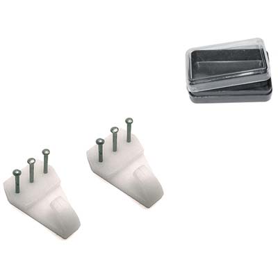 GANCIO QUADRO TIPO BLITZ PRONTY - TRIS FERRO NICHELATO/PLASTICA BIANCA CF=PZ 3- 12 confezioni