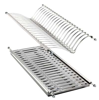 SCOLAPIATTI SCOLABICCHIERI ACCIAIO INOX  CON VASCHETTA L.CM 80