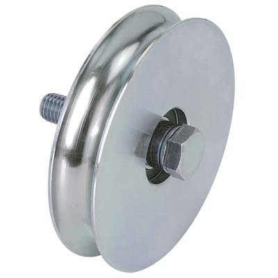 RUOTA CANCELLO A FISSARE GOLA TONDA 400 COMBI  ZINCATA + CUSCINETTO GOLA MM 20 MM 100