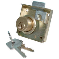 SERRATURA A CILINDRO X MOBILI DA APPLICARE  ACCIAIO D.OTTONATO C.OTTONE MM 20X20 E.MM 30