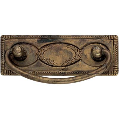 MANIGLIETTA MOBILI ANTICO MG2493 METALSTYLE - ZAMA OTTONE ANTICATO MM 97X45-64- 5 pezzi