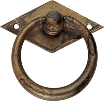 MANIGLIETTA MOBILI ANTICO MG28 METALSTYLE - ZAMA OTTONE ANTICATO + BASE MM 50X50- 5 pezzi