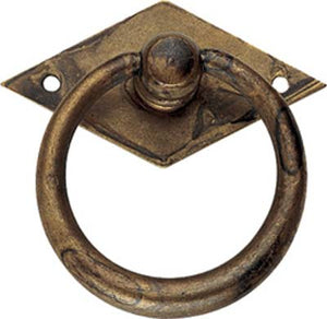 MANIGLIETTA MOBILI ANTICO MG28 METALSTYLE - ZAMA OTTONE ANTICATO + BASE MM 50X50- 5 pezzi