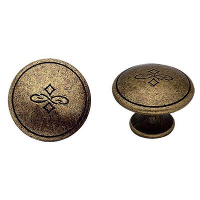 POMOLO ZAMA FLORENCE MG624 METALSTYLE - OTTONE ANTICATO MM 30X22- 10 pezzi