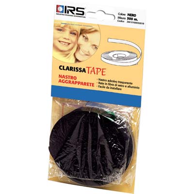 NASTRO AGGRAPPA ZANZARIERA CLARISSA TAPE SELF IRS - ADESIVO NERO ML 5 X RETE FIBRA- 2 pezzi