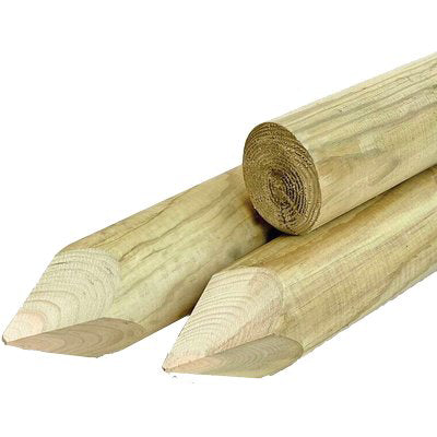 PALO TONDO + PUNTA LEGNO EURO - PINO IMPREGNATO CM  8 H.CM 250