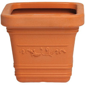 VASO QUADRO FESTONATO PRESTIGE  RESINA TERRACOTTA CM 40X40 H.CM 35