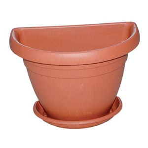 VASO + SOTTOVASO MEZZOTONDO MIMOSA ICS - PP TERRACOTTA CM 40X23 H.CM 26- 4 pezzi