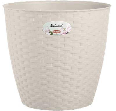 VASO RATTAN TONDO NATURAL STEFANPLAST - PP BIANCO CM 29 H.CM 26,5- 2 pezzi