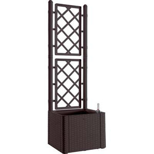 FIORIERA + GRIGLIATO NATURAL DELUXE STEFANPLAST - PP RATTAN MOKA CM  43X43 H.CM 142