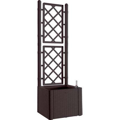FIORIERA + GRIGLIATO NATURAL DELUXE STEFANPLAST - PP RATTAN MOKA CM  43X43 H.CM 142