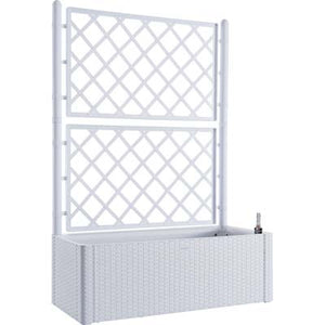 FIORIERA + GRIGLIATO NATURAL DELUXE STEFANPLAST - PP RATTAN BIANCO CM 100X43 H.CM 142