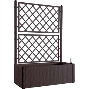 FIORIERA + GRIGLIATO NATURAL DELUXE STEFANPLAST - PP RATTAN MOKA CM 100X43 H.CM 142