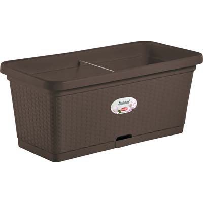 CASSETTA + RISERVA + RUOTE NATURAL STEFANPLAST  PP RATTAN MOKA CM 80X40 H.CM 34