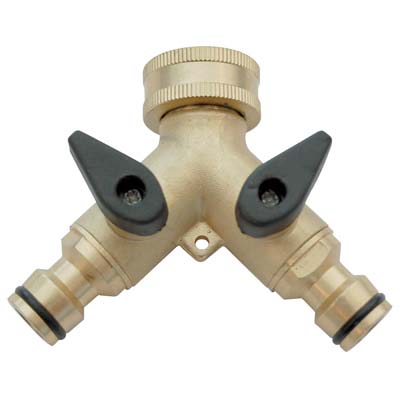 PRESA A RUBINETTO OTTONE 2 INNESTI RAPIDI STARS  3/4F