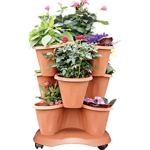 VASO TRIFOGLIO + SOTTOVASO + RUOTE BAMA - PP TERRACOTTA D.CM 40 H.CM 51 CF=PZ 3- 1 confezioni