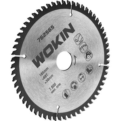 LAMA CIRCOLARE X ALLUMINIO 762565 WOKIN  MM 185X30 DENTI 60