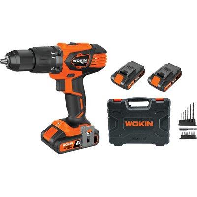 TRAPANO AVVIT PERC BATTERIA GP20V 622158 WOKIN  VOLT 20X2 AH 2,0 + ACCESSORI + VALIGIA