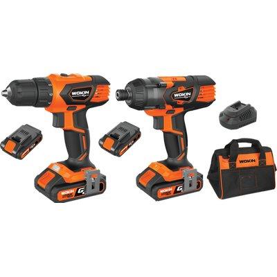 TRAPANO + AVVIT IMPULSI BATT GP20V 628002 WOKIN  VOLT 20X2 AH 2,0 1/4 + BORSA