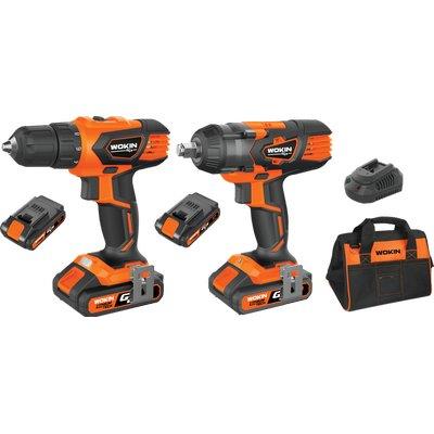 TRAPANO + AVVIT IMPULSI BATT GP20V 628102 WOKIN  VOLT 20X2 AH 2,0 1/2 + BORSA