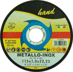 DISCO ABRASIVO TAGLIO FERRO PIANO HAND - MM 115X22,2 H.MM 1,0- 50 pezzi