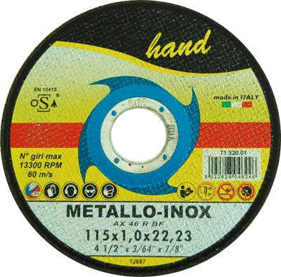 DISCO ABRASIVO TAGLIO FERRO PIANO HAND - MM 115X22,2 H.MM 1,0- 50 pezzi