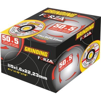 DISCO ABRASIVO TAGLIO FERRO PIANO FORZA PROMOBOX - MM 115X22,2 H.MM 1,6 CF=PZ 50+5- 1 confezioni