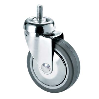 RUOTA A FORCELLA GIREVOLE PERNO FILETT 220B AVO - A/ZINCR/GOMMA GRIGIA D.MM 60X24 F.MA 10X30- 4 pezzi