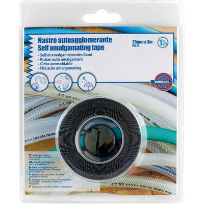 NASTRO AUTOAGGLOMERANTE EUROCEL - NERO MM 25 ML 3,0 SP MM 0,75- 6 pezzi