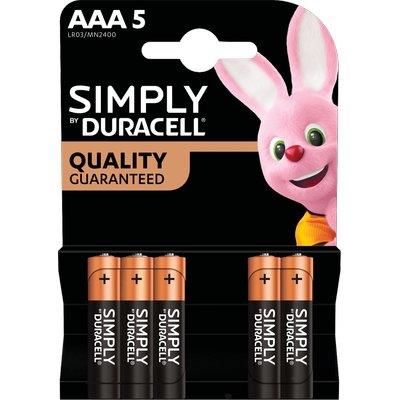 PILA MINI STILO AAA SIMPLY DURACELL - ALCALINA VOLT 1,5 CF=PZ 5- 10 confezioni