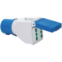 ADATTATORE SPINA BLU16A BIPASSO DOPPIA FME  2P+T 16A IP44