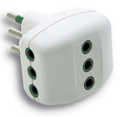 ADATTATORE TRIPLO 10A-10A FME - BIANCO 2P+T- 5 pezzi